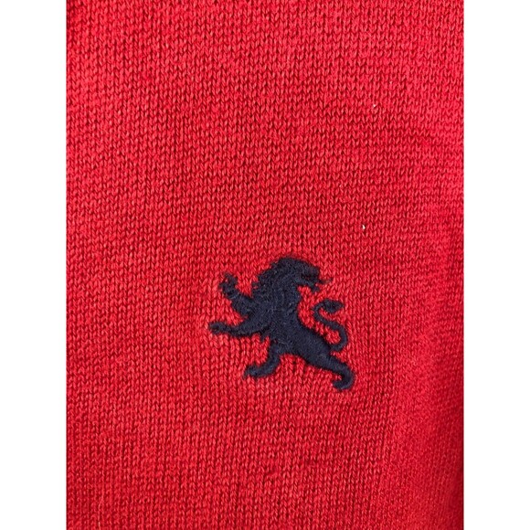 Express Mens L Cardigan Grandpa Sweater Academia Varsity Stripe Rugby Logo Red - Picture 3 of 9